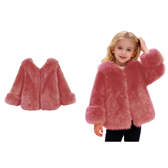 Girls Winter Jacket Pink Girls Fluffy Jacket Jacket Cozy Warm Winter Clothes Girls Winter Coats Size 8-9 Years
