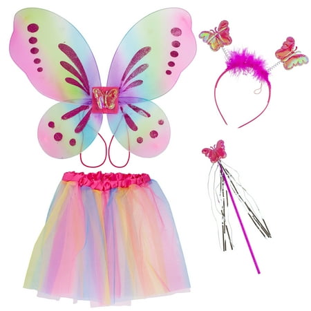 Lux Accessories Pastel Fairy Skirt Butterfly Wing Fashion Headband Costume