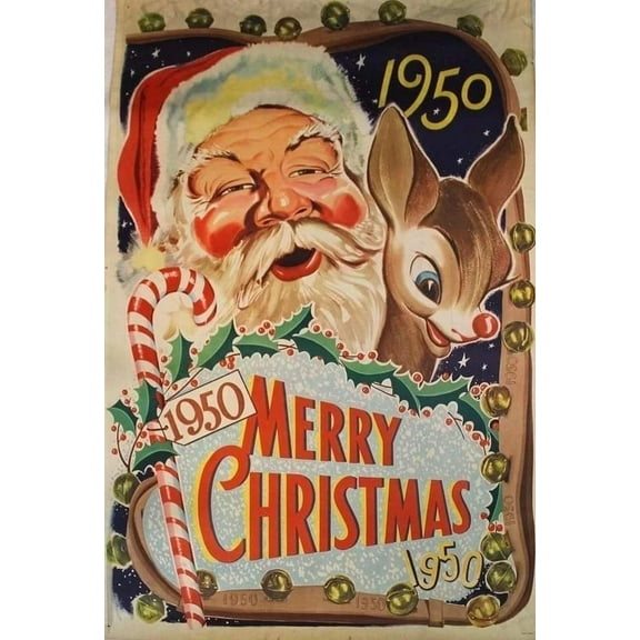 Retro 1950 Merry Christmas Poster Size 24''x36''-Gategoo