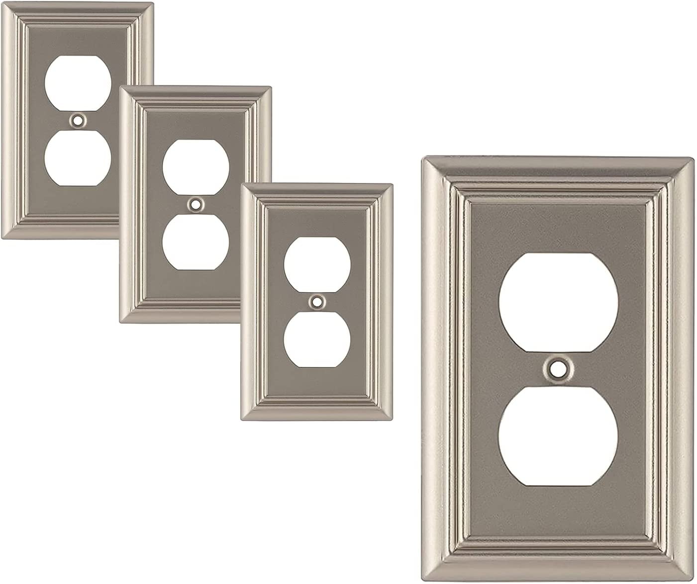Pack of 4 Sleek Lighting W35242-PW Architecture Single Duplex Wall Plate Outlet 