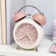 thumbnail image 4 of Reloj despertador analógico con pilas rosa for dormitorio, sala de estar, sala de estudio, dormitorio escolar, reloj despertador de mesa multifuncional, 4 of 6