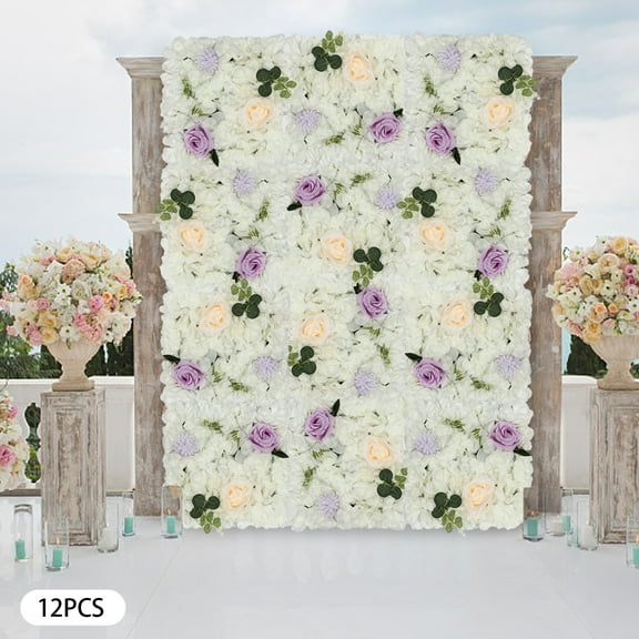 12pcs Flower Wall Panel Artificial Flower Wall Background Silk Rose Mat for Wedding Backdrop Wall Decor Shop Photo Backdrop Floral Wall Arrangement 15*15in, 38 * 38cm