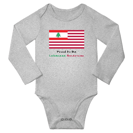 

Proud to be Lebanese American Baby Long Slevve Bodysuits (Gray 6-12 Months)