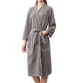 thumbnail image 2 of Dengjunhu Womens Lady Pajamas Robe Lightweight Robes Short Knit Bathrobe V Neck Soft Sleepwear Ladies Loungewear, 2 of 5