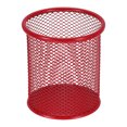 thumbnail image 1 of Soporte para bolígrafos Uxcell, taza de lápiz de malla metálica de 3.8 pulgadas x 3.5 pulgadas para organizar bolígrafos de escritorio, redonda, roja, 1 of 6
