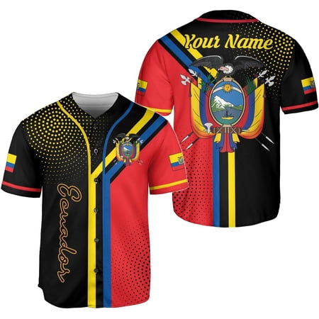 Personalized Ecuador Baseball Jersey, Ecuador Jerseys Men Ecuador Soccer Jersey, Ecuadorian Flag Roots Heritage Jersey Shirt (Polyester Blend, ECAD 6) (S)