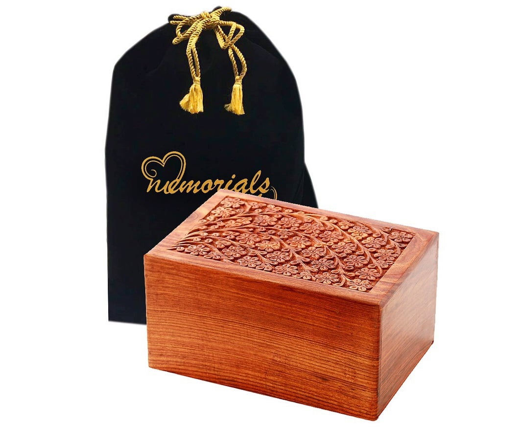 Human Casket Urn for Ashes Solid Wooden brass plaque Memorial Cremation Funeral 