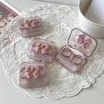 thumbnail image 1 of Transparent Love Bow Contact Lens Storage Box Portable Travel Contact Lens Case Makeup Beauty Pupil Box Tweezer Sticks Container Pink-2, 1 of 6