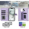 thumbnail image 2 of TECH CIRCLE Folio Faux Leather Case for iPhone 15 Plus (6.7") 2023 - Protective Stylish Phone Case, Built-in Stand & Card Slots & Wrist Strap & Button Closure, Lightweight Portable Cover, Purple, 2 of 7