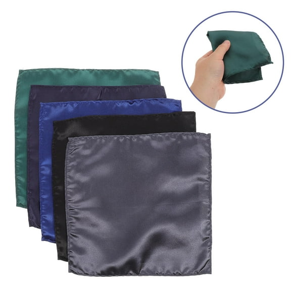 NICEXMAS Imitation Silk Pocket Squares Navy Blue Men Special Occasions 5Pcs