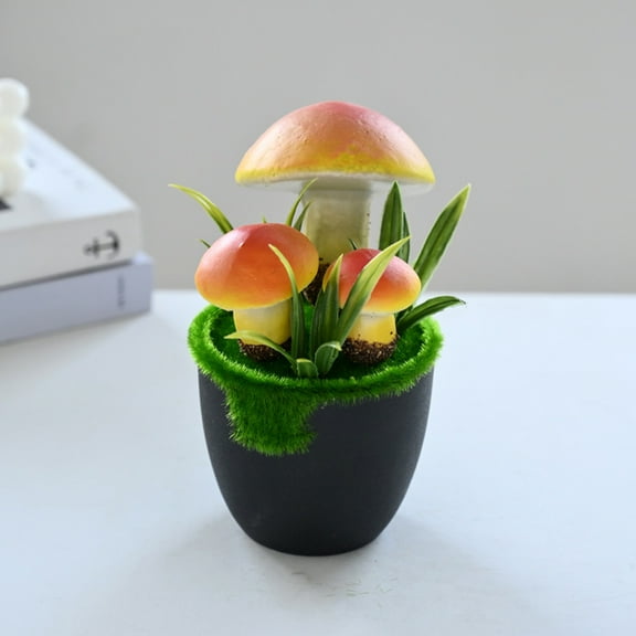 FRCOLOR 4 Pcs Fake Potted Mushroom Fake Plants Decors Mini Potted Plant 16x9x9cm
