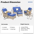 thumbnail image 4 of Ovios 6 Pieces Patio Furniture Set All-Weather Outdoor Sectional Patio Sofa Wicker Rattan Conversation Set with Swivel Rocking Chairs for Backyard, 4 of 6