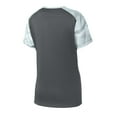 thumbnail image 6 of Sport-Tek Ladies CamoHex Colorblock Neck Tee-S (Iron Grey/ White), 6 of 6