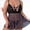 Black, variant on Women Plus Size Lace Lingerie Flower Print Nightwear Hollow Out Babydoll Chemise Sleepwear (Black,4XL)
