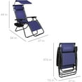 thumbnail image 3 of PetFurnishn Folding Zero Gravity Outdoor Recliner Patio Lounge Chair w/Adjustable Canopy Shade, Headrest, Side Accessory Tray, Textilene Mesh - Navy Blue, 3 of 9