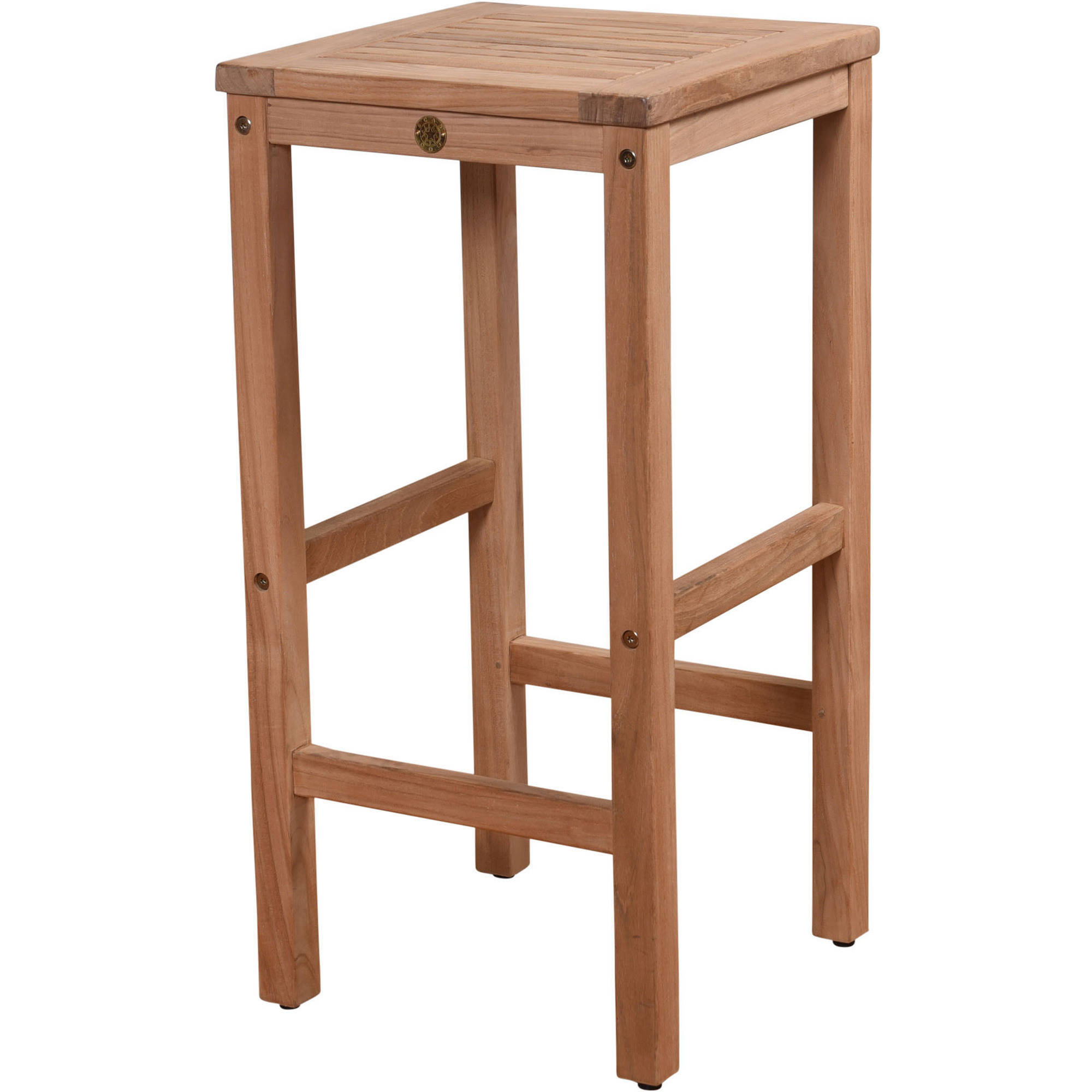 Amazonia Texas Solid Teak Wood Barstool. Ideal For Patio, Brown