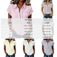thumbnail image 3 of Qodauz Women's Short Sleeve Summer New Cross Border Fashion Stripe Shirt, 3 of 5