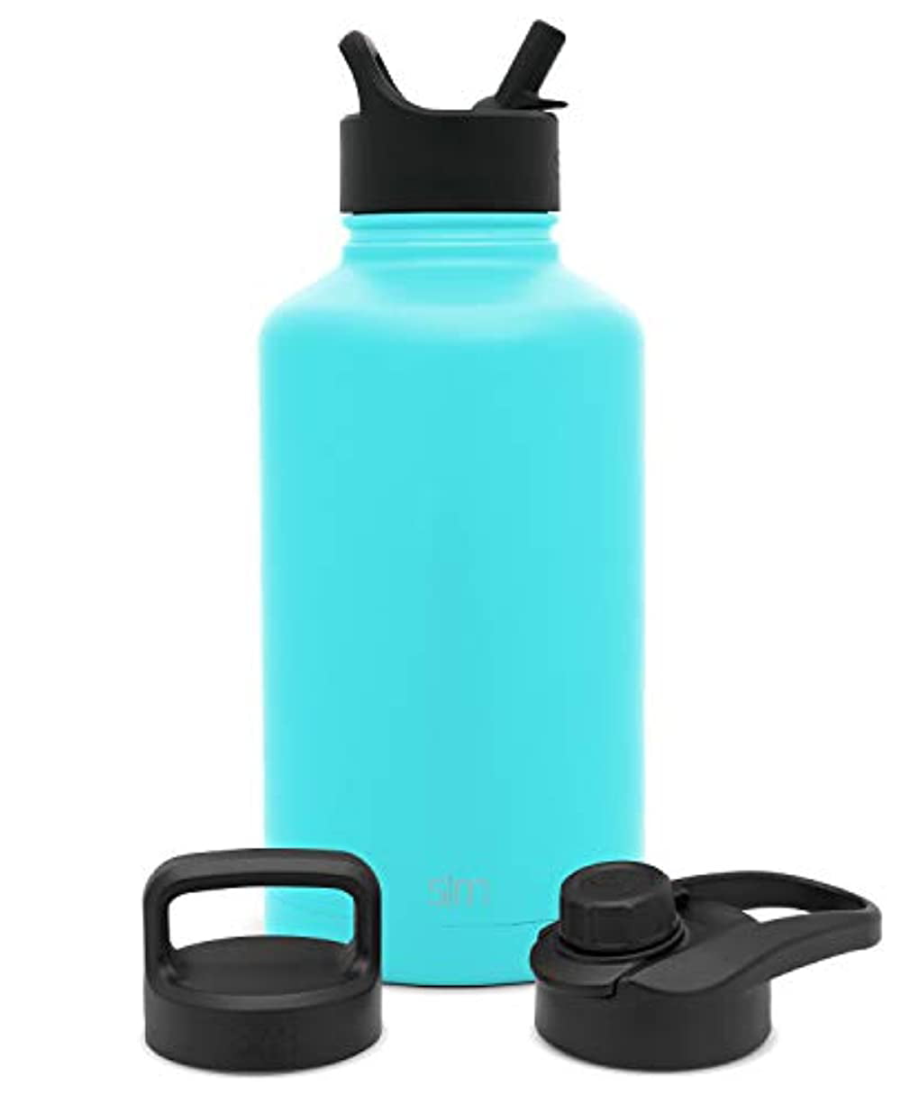 Simple Modern Insulated Water Bottle with 3 Lids - Straw, Flip