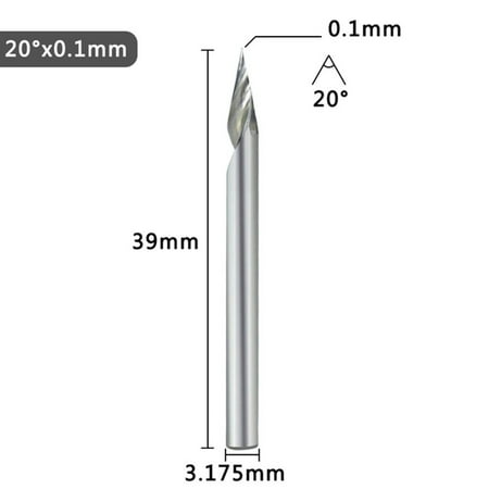 

3.175mm V Shape Tip End Milling Cutter 20-60 Degree Tip Carbide 3D Engraving Bit
