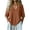 Brown18, variant on Summer Tops V Neck 3/4 Elastic Cuff Blouse, Casual Crinkled Linen Cotton Textured Top, Loose Curved Hem Breathable Lightweight Shift Shirt Summer Tops