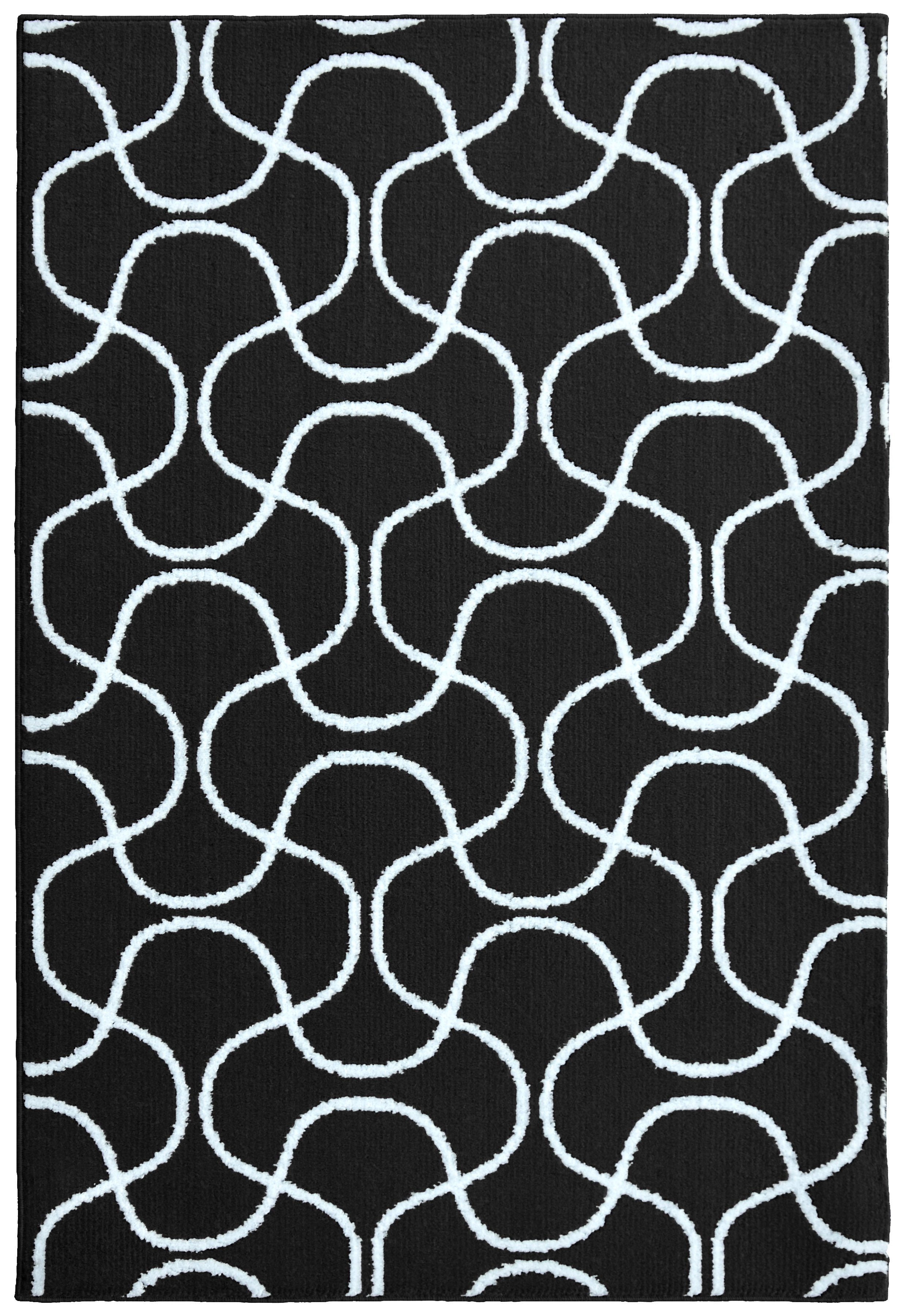 Mainstays Drizzle Black/White 7'6"x9'6" Abstract Indoor Area Rug