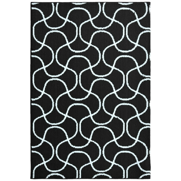 Mainstays Drizzle Black/White Indoor Area Rug, 7'6" x 9'6"