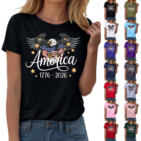 idosla 250 Anniversary USA Shirt Women's Retro Statue of Liberty 250Th T-Shirt Casual Flag Patriotic Shirt (Blue, XXL)