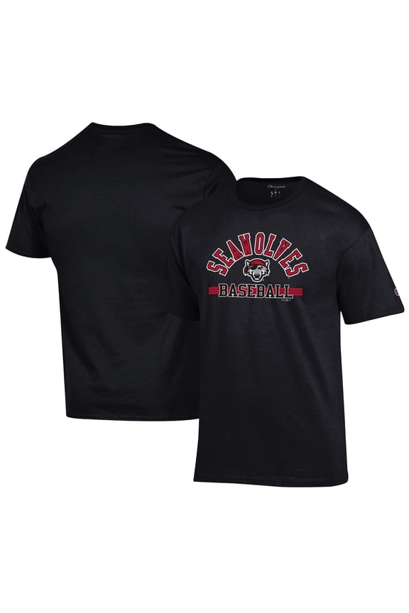 Men's Champion Black Erie SeaWolves Logo Jersey T-Shirt