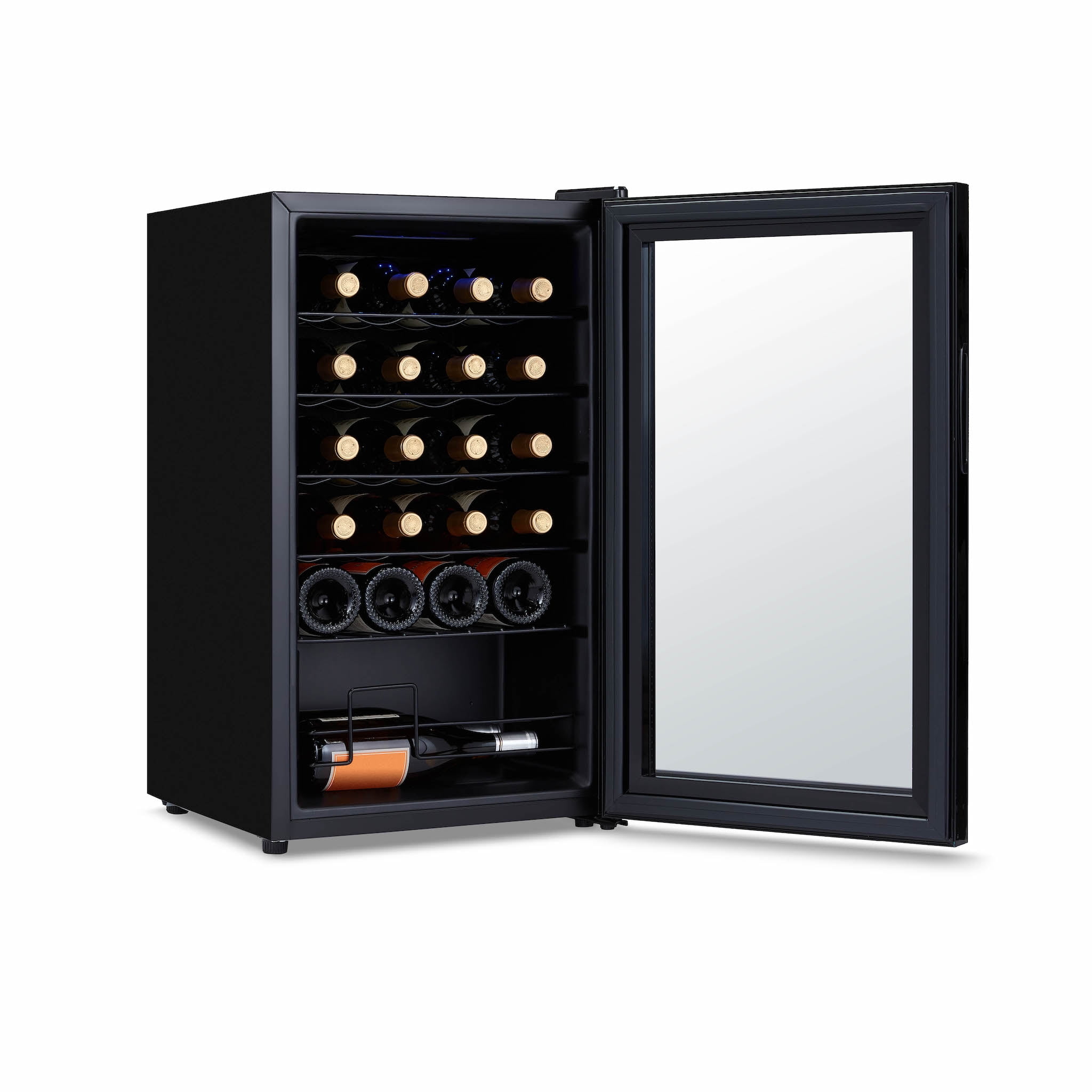 Newair Shadow Series Wine Cooler Refrigerator 24 Bottle, Freestanding Mirrored Wine Fridge with Double-Layer Tempered Glass Door & Compressor Cooling for Reds, Whites, and Sparkling Wine