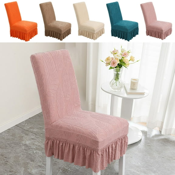 Nkmbld Chair Covers for Party, Removable Dining Room Chair Covers with Skirt Parson Chair Slipcovers Washable Chair Protector for Kitchen Wedding Party, Pink