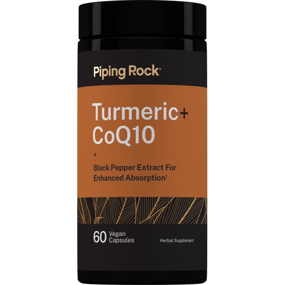 Turmeric and CoQ10 | 60 Capsules | with Black Pepper Extract | by Piping Rock