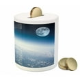 thumbnail image 3 of Space Piggy Bank, Aerial Atmosphere View of the Planet Earth with Moon Satellite World Horizon Picture, Ceramic Coin Bank Money Box for Cash Saving, 3.6" X 3.2", Pale Blue, by Ambesonne, 3 of 4