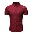 thumbnail image 2 of Mens T-shirts Men Spring And Summer Print Casual Lapel Beach Vacation Outdoor Short Sleeve Shirt Year Bodysuit Men Loose Long T Yoga Pack Sports Tee Tight Turtleneck Top Summer T Shirt Mens Red 2XL, 2 of 7