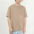 thumbnail image 6 of MIXUE Kids Girls Tops & T-Shirts Summer Solid Color Round Neck Short Sleeve Loose Casual Beach Tee Shirts Streetwear,Beige,8-9 Years, 6 of 6