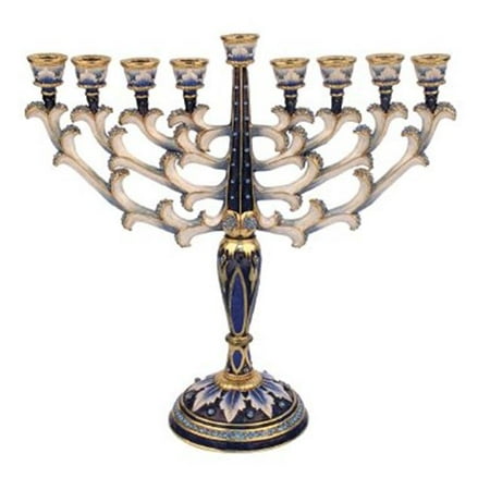 Judaica Kingdom KIJ-MEN-6089 Menorah Chanukkia Turquoise with Sapphire Stones
