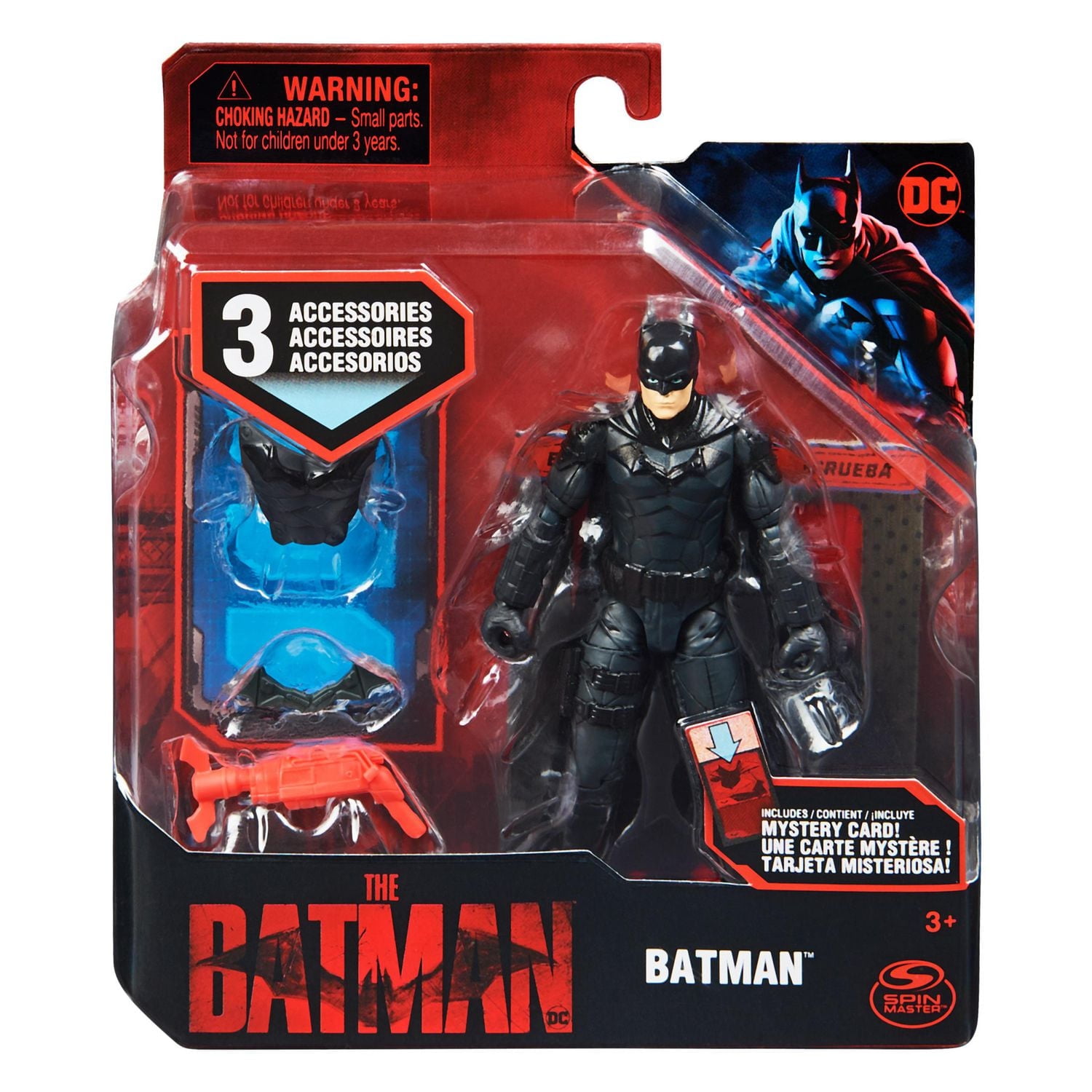 DC Comics, Batman 4-inch Action Figure with 3 Accessories and Mystery Card, The Batman Movie Collectible Kids Toys for Boys and Girls Ages 3 and up