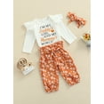 thumbnail image 2 of Newborn Infant Baby Girls Clothes Set Auntie Saying Letter Rompers Floral Daisy Pants Headband, 2 of 7