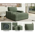 thumbnail image 2 of Chaise Lounge Chair, Oversized Sofa Bed with Storage Ottoman and Built-in USB Charging Port, Corduroy Upholstered Sleeper with Dual Cup Holders and Deep Seat, Reading Couch, Green, 2 of 6