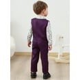 thumbnail image 5 of CARETOO Toddler Baby Boy Clothes Suit Formal Print Dress Shirt Bowtie Waistcoat Suspender Pants 4pcs, 5 of 22