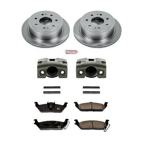 PowerStop Rear Stock Replacement Brake Pad and Rotor Kit with Calipers Fits: FORD LINCOLN Select Models KCOE4556