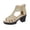 Summer Shoes # Gold, variant on Chunky Heels for Women Open Toe Gladiator Sandals Block Heel Ankle Booties Laser Cutout Studded Accents Back Zipper Lugged Footwear for Edgy Style