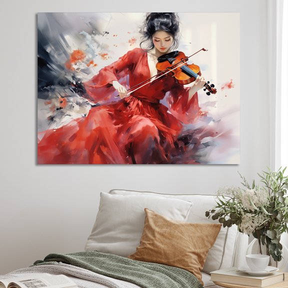 Designart "Elegance In Japanese Violin" Music Wall Art Living Room