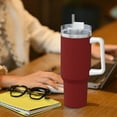 thumbnail image 6 of Balery Maroon Pattern 40oz Stainless Steel Tumbler Double Wall Vacuum Insulated Water Bottle Ice Bully Insulated Tumbler With Handle And 2 in 1 Straw Lid, 6 of 8
