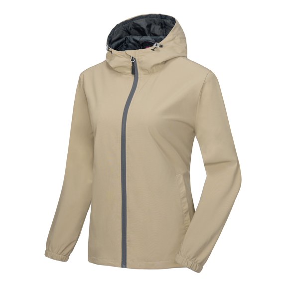Little Donkey Andy Women's Lightweight Windbreaker Jacket with Hood Breathable Windproof Spring Fall Summer Jacket Hiking Running Golf UPF50 Khaki S