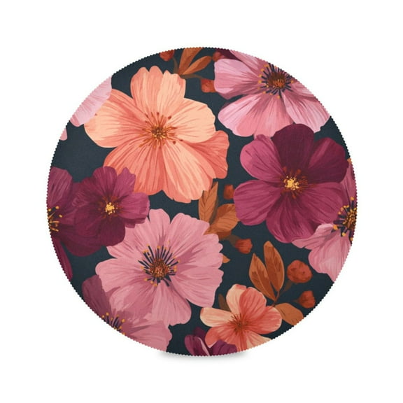 Round Placemat Heat Resistant & Wrinkle-Free Dining Table Decor Placemat For Home & Weddings Autumn and Winter Floral Patterns