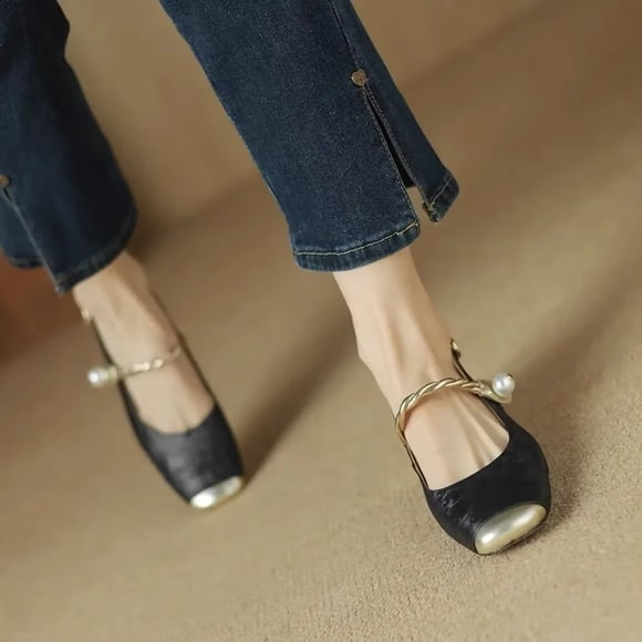 YOUYEDIAN Mary Jane Shoes Women Slip on Dressy Ballerina Flats 2026 New Trendy Non-Slip Shoes for Work Office Casual (Black)