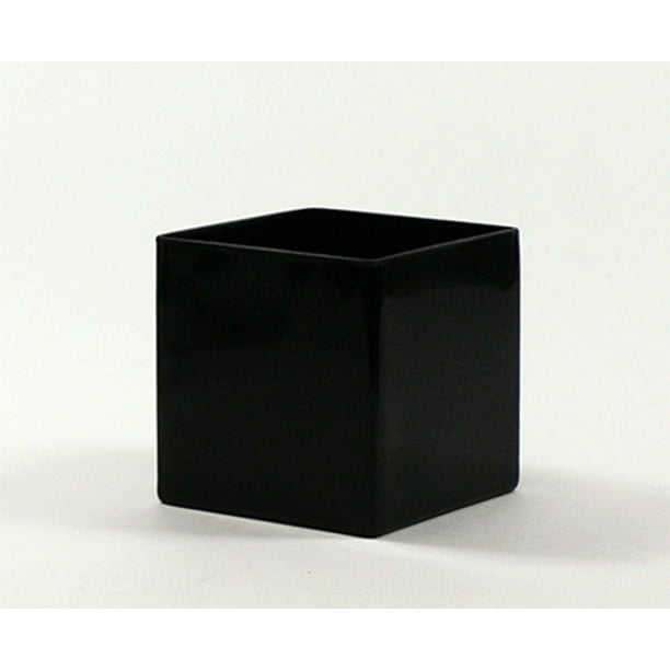 5" Black Square Vase