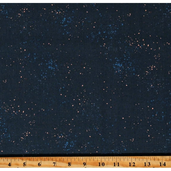 Cotton Speckled Metallic Gold Flecks Dots Splotches Speckles Blender Dark Teal Cotton Fabric Print by the Yard (RS5027-55M)