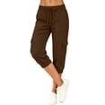 thumbnail image 4 of JYnXIANTI Pantalon Capri pour Femmes à Cordon, Taille Mi-Haute, Bas Resserré, Capris Cargo, Plein Air, Randonnée, Sport, Voyage, Pantalon, 4 of 7