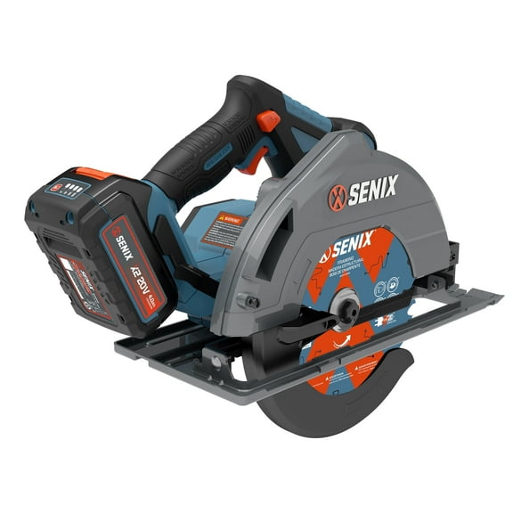 SENIX 20 Volt Max* 7-1/4" Cordless Circular Saw, Brushless Motor, Led Work Light, 55 Degree Bevel, Battery, Charger, & Storage Bag Included (PSCX2-M3)